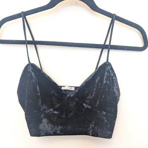 Topshop velvet black crop top
